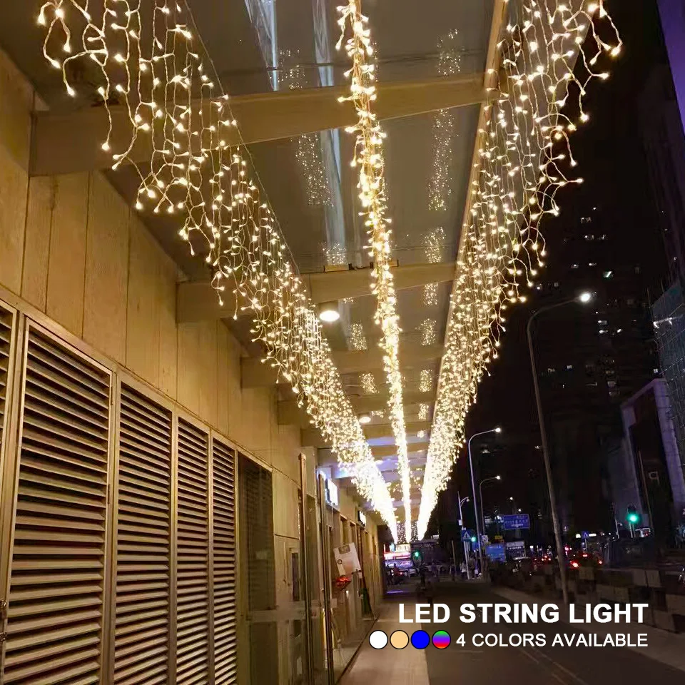 Garland Gardin Icicle String Lys 5m 110V 220V Jul Belysning 0.4-0.6 m Fald LED Xmas String Lys til Holiday Party indretning