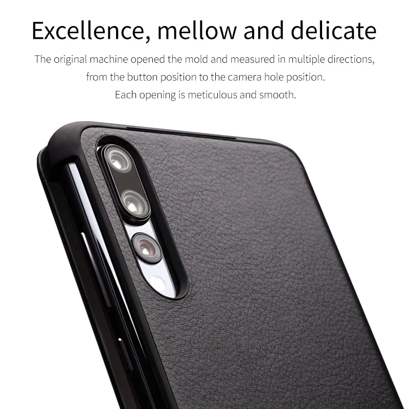 QIALINO Ægte Læder Vindue Flip Case til Huawei Ascend P20 Smart View Sove Vækning Funktion Phone Cover til Huawei P20 Pro