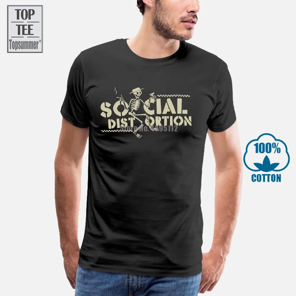 Social Distortion Ternet Skelly Sort T-Shirt Nye Officielle Voksne Lille S