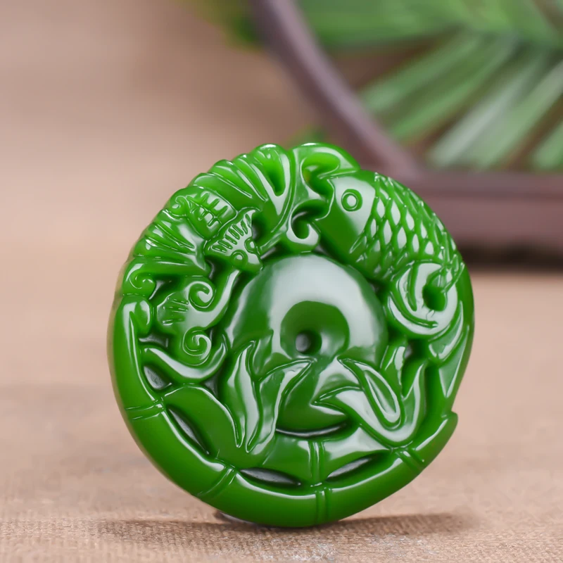 Kinesiske Naturlig Grøn Jade Karper Halskæde Hånd-udskåret Charme Jadeite Smykker Mode Amulet Gaver til Mænd, Kvinder
