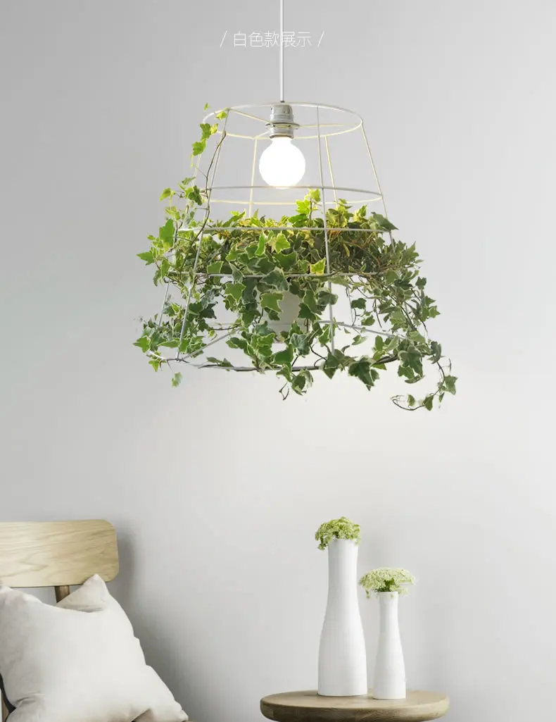 Moderne kreative grønne potteplante Vedhæng lys til soveværelse og spisestue hænger lihgt lampen E27 110-240V