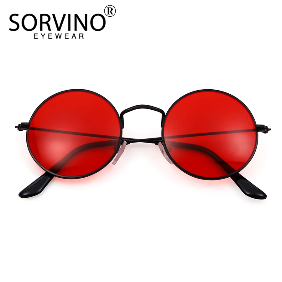SORVINO Retro Slanke Røde Runde Solbriller Kvinder Mænd Designer 90'erne Dame Tynde Steampunk Metal Cirkel Sol Briller Nuancer SP141