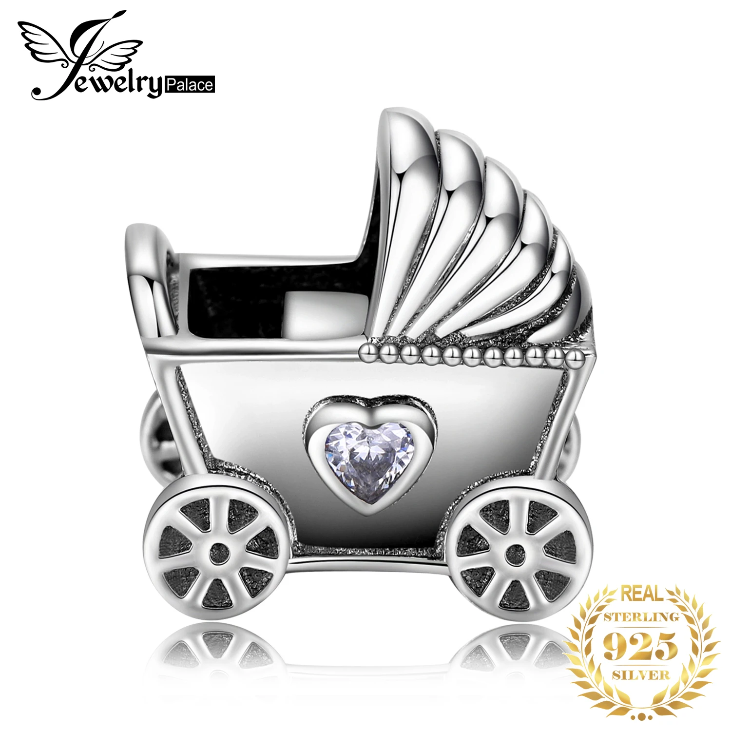 Jewelrypalace Baby Klapvogn Charm I 925 Sterling Sølv Cubic Zirconia Perler Charme Fit Armbånd Bedste Gaver Til Kvinder Jubilæum
