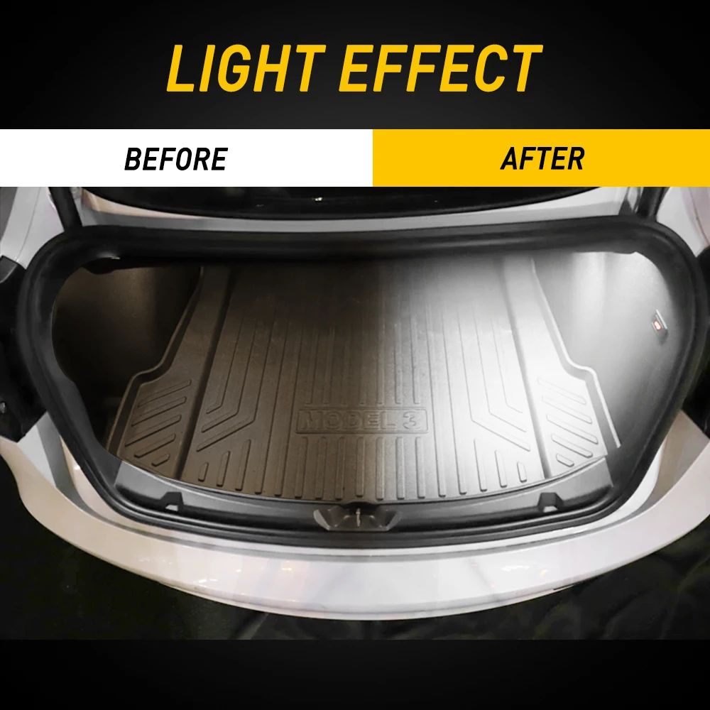2stk Bil Tilbehør LED Interiør Lys for Tesla Model 3 Model S Model X Indretning Bil Lys Kuffert Lampe