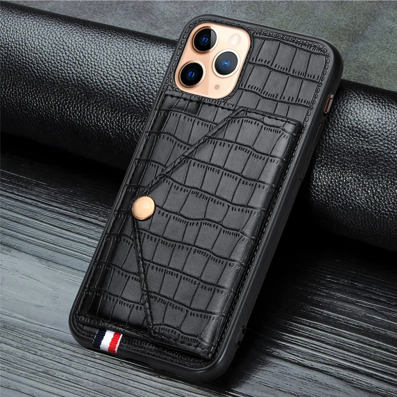 Læder Phone Case For iPhone SE 2020 11 Pro Max antal XR XS X 8 7 6 6s Plus Kort-pakke Dække Krokodille Tekstur Funda Coque