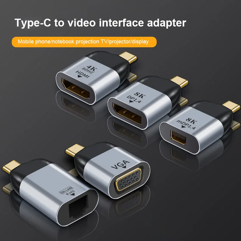 ANMONE USB Type-C til HDMI-compatib/VGA/DP HD Video Converter 4K-60Hz Til MacBook Huawei Samsung Xiaomi USB-C Type C Adapter