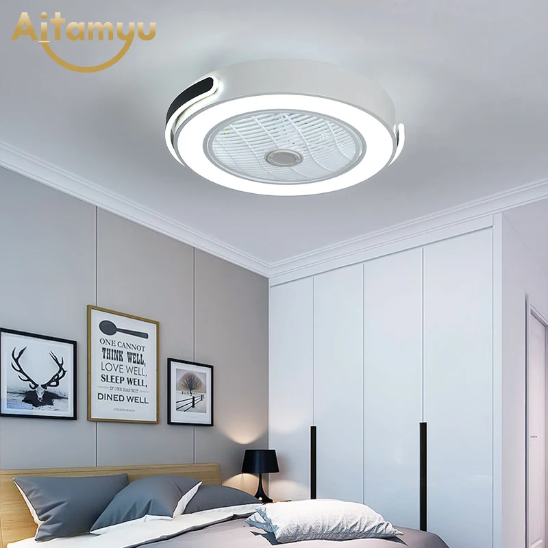 Smart fjernbetjening Loft Fans Med Lys Til stuen Moderne LED-Køling Ventilador Ultra-tynd Soveværelse lampe App control