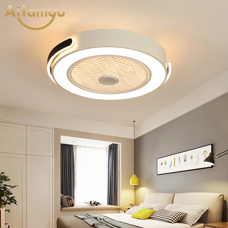 Smart fjernbetjening Loft Fans Med Lys Til stuen Moderne LED-Køling Ventilador Ultra-tynd Soveværelse lampe App control