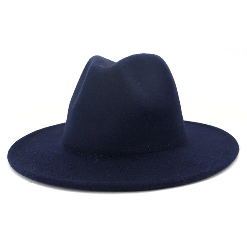Ny Britisk Klassisk Huer til Kvinder, Mænd Navy Blue Red Patchwork Uldne Fedora Jazz Panama Hat Engros Top Caps