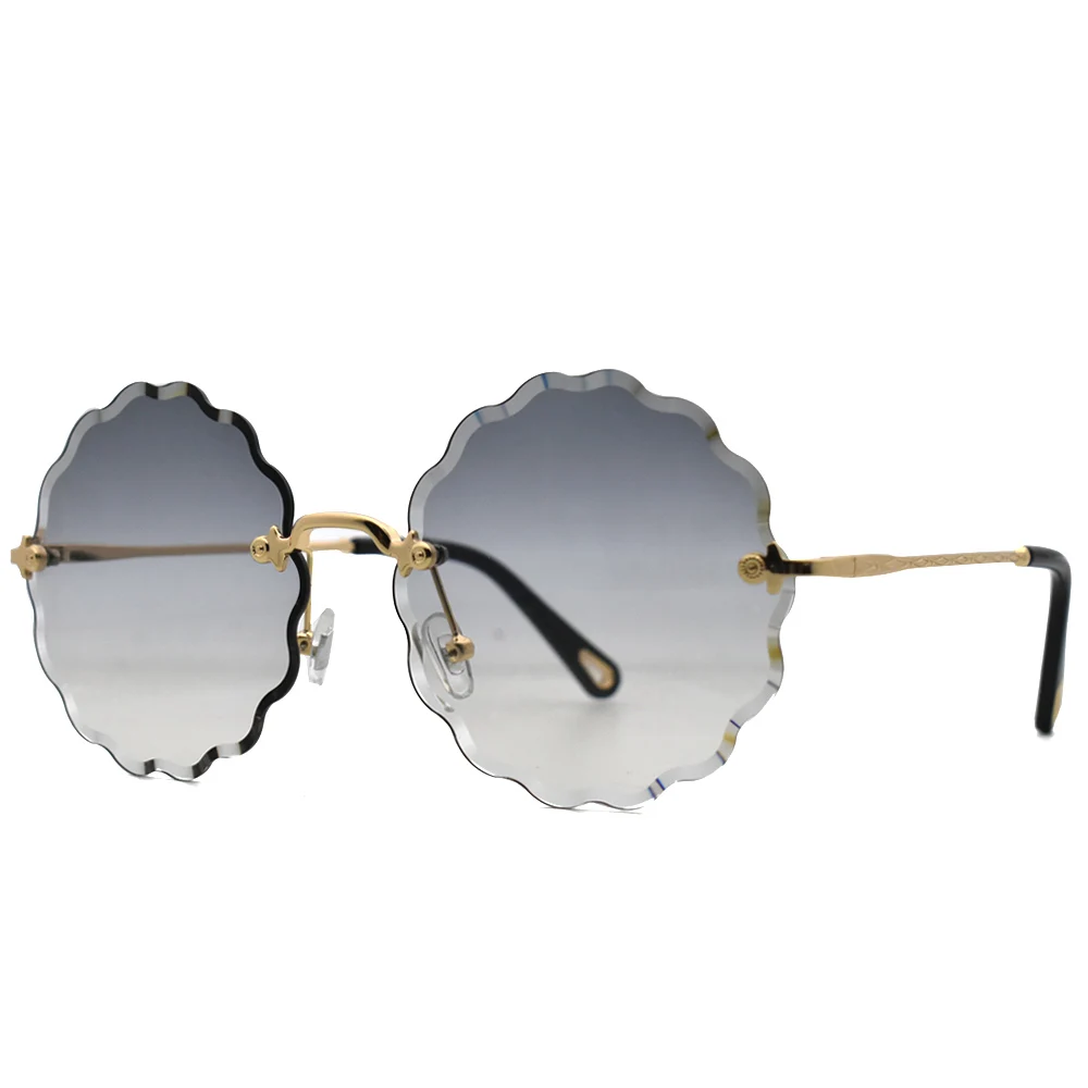 2020 Blomst Runde Solbriller Kvinder Luksus Mærke Uindfattede Stel Sol Briller Damer Nuancer Tendenser Udendørs Rosie Brillerne UV400