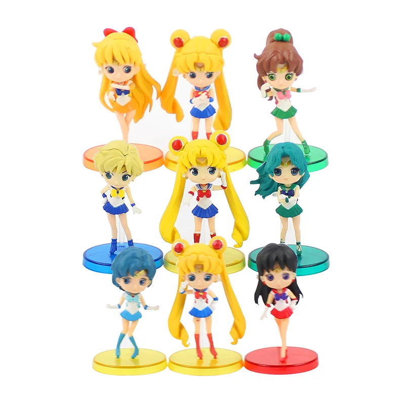 Stor Q posket Sailor Moon Tsukino Usagi / Sømand Ami / Sailor Mars Hino Rei PVC-Action Figur Toy