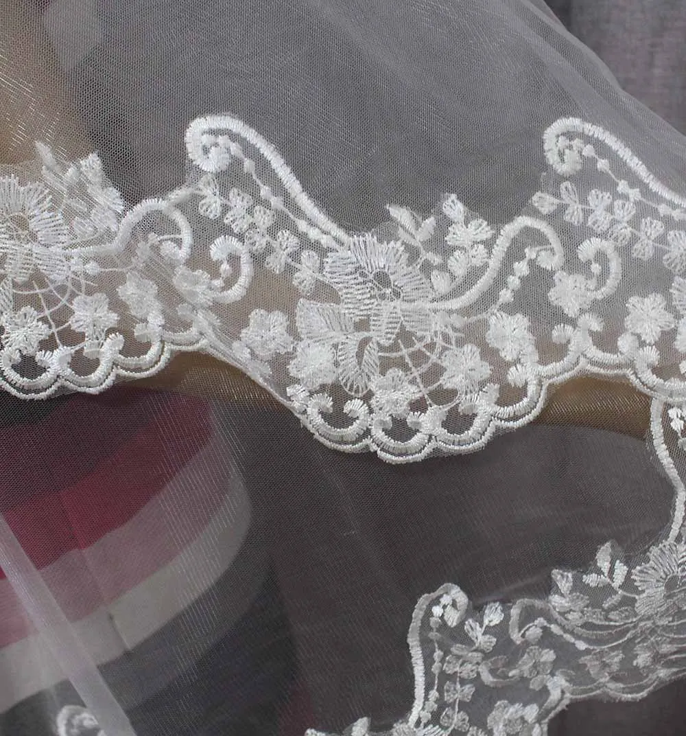 Elegant 2-Lag Dække Ansigt Bryllup Slør med Blusher Bløde Tyl Hvid Elfenben brudesløret med Kam 2,5 Meter Bryllup Acessories
