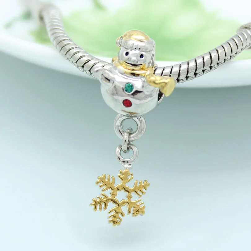 Snemand Gyldne Stjerne Vedhæng Jul Charm Perler Kvindelige DIY Smykker Amulet Passer til Pandora Armbånd Women ' s DIY Smykker