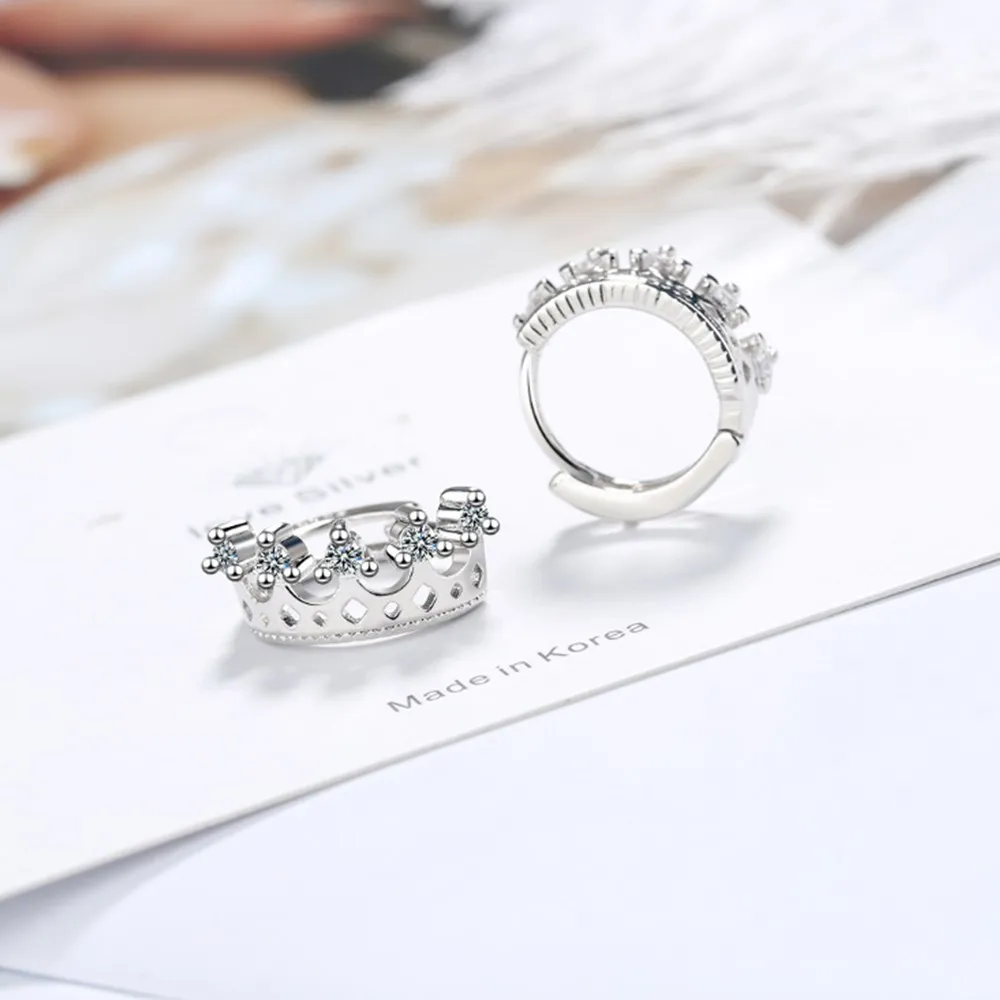 NEHZY 925 sterling sølv ny kvinde fashion smykker i høj kvalitet crystal zircon retro enkel hollow crown øreringe