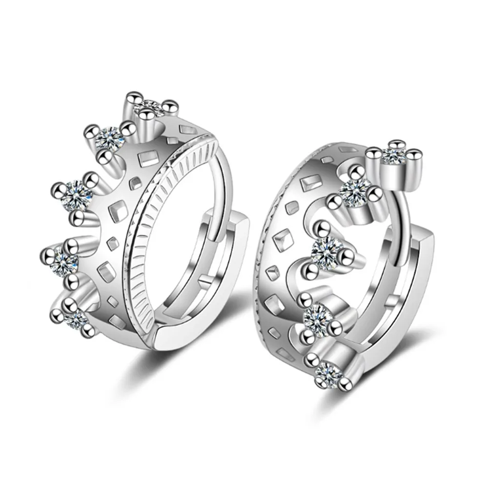 NEHZY 925 sterling sølv ny kvinde fashion smykker i høj kvalitet crystal zircon retro enkel hollow crown øreringe