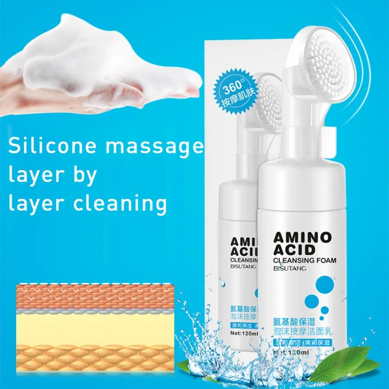 Naturlige Eksfolierende Rense Pore Fugt Huden Pleje, Vask Pensel Gøre Op Aminosyre Facial Cleanser Skum