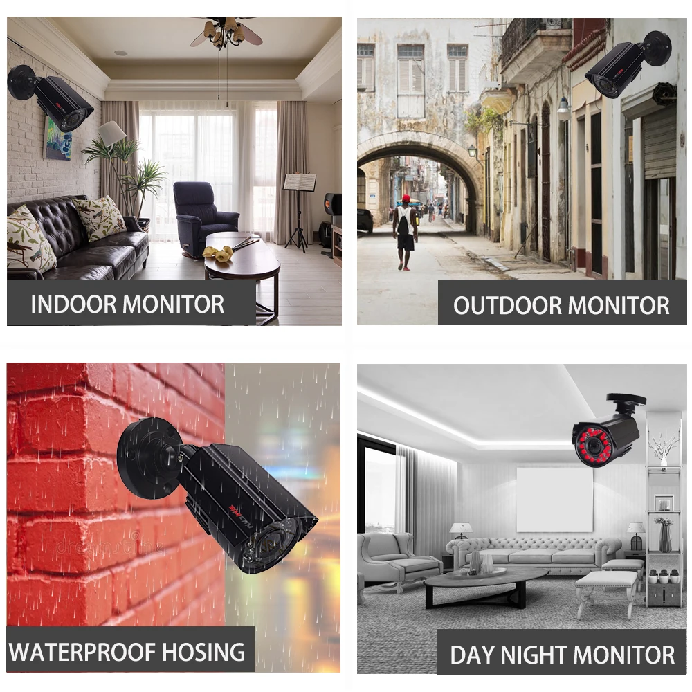 Video overvågning kamera system værelse overvågning, Video-optager 5in1 DVR 2MP 1080P HD-Sikkerhed kamera, Video overvågning kit