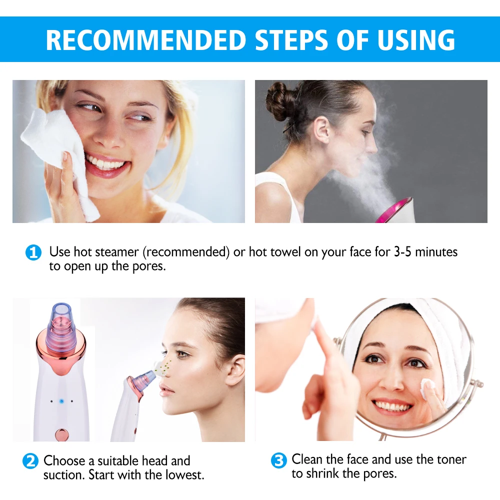 Facial Suge Hudorm Remover Ansigt Deep Pore Renere Acne Bums Fjernelse Vakuum Diamant Skønhed Rent Hjem Brug Skin Care Tool