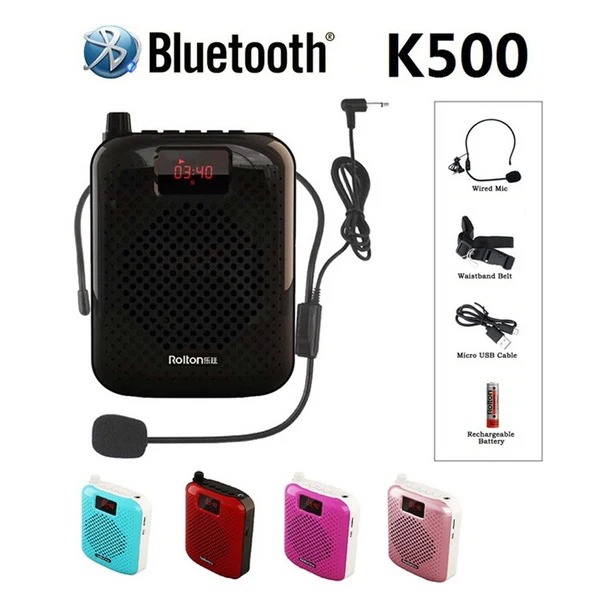 K500 Bluetooth Højttaler Mikrofon Stemme Forstærker Booster Megafon Taler For Undervisning Tour Guide Sales Promotion