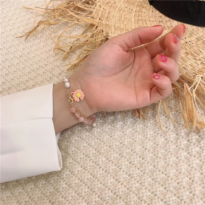 Begirl 2020 mode daisy armbånd til kvinder håndlavet justerbar farverige blomster perle kæde armbånd gave