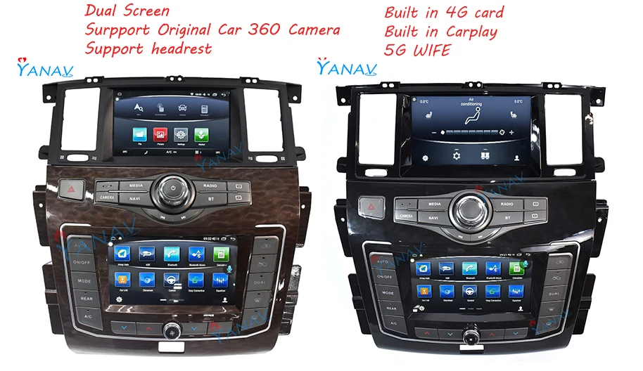 Android Nyeste Dual Screen Oprindelige Bil 360 Kamera bilradioen Til Nissan Patrol Y62 2012-2019/ Infiniti QX80 Mms Reveriver