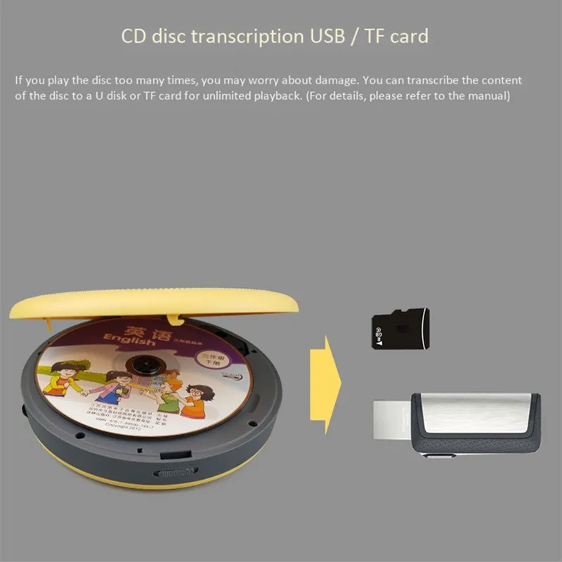CD-walkman med højttalere skæve maskine disc TF kort, U disk afspiller MP3-lyd horn bærbare HiFi musik LED-tv med usb-højttaler