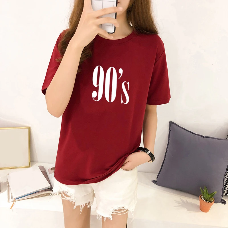 2021 Stilfulde koreansk Pige Skolen Tshirt Mode 90 Print Kvinder T-shirts Harajuku Afslappet Plus Size Streetwear Kvindelige T-Shirts