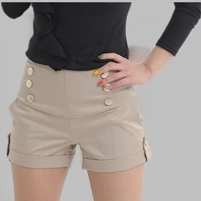Hot Sælge Mode Kvinder Casual Shorts Lomme Design Patchwork Plus Size Shorts Med Høj Talje Løs Moderigtige Shorts