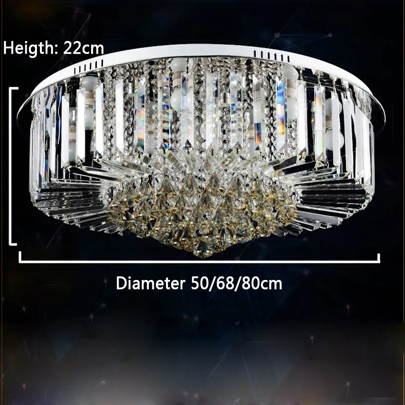 Runde desgin Led loftslampe E14 Krystal loftslampe glansmetalpræparater de cristal abajur lamparas de techo til soveværelse dagligstue