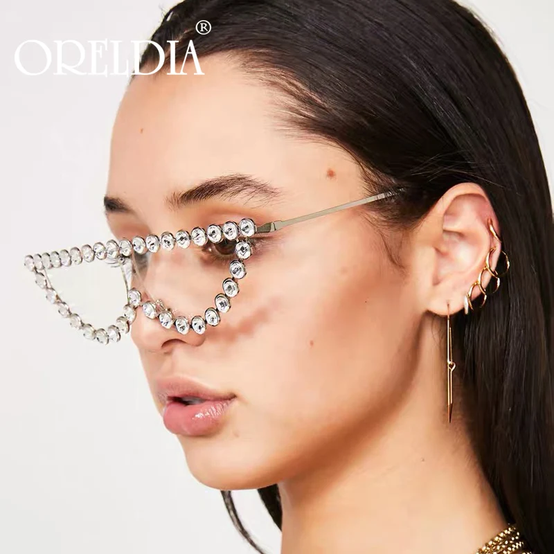 Mode-Cat Eye Diamant Solbriller Kvinder Luksus Mærke Vintage Trekant Nuancer Rhinestone Metal solbriller Til Kvinder UV400
