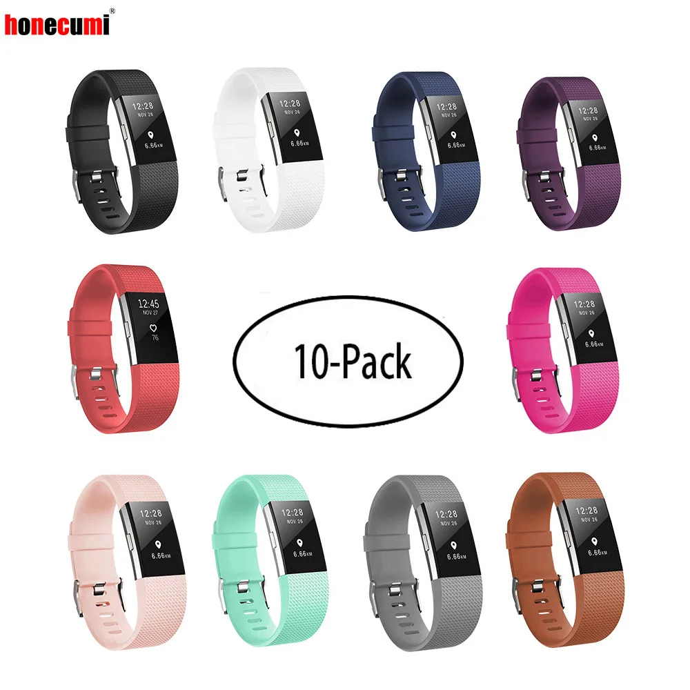 Honecumi 10 Pack Til Fitbit Oplade 2 Rem Holdbar Fitness Tilbehør Armbånd til Fitbit Oplade 2 Udskiftning Band Kvinder Mænd