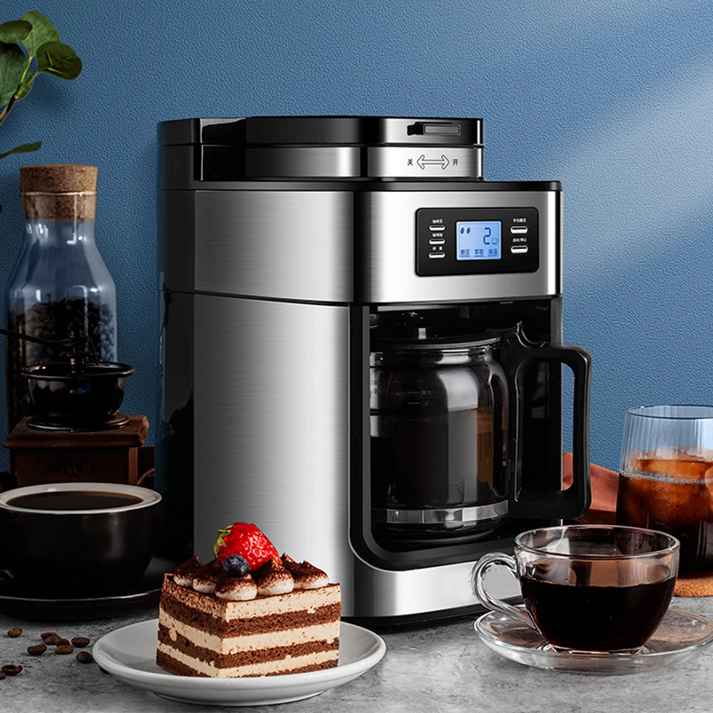 2 In1 Drop Kaffemaskine kakaobønner Vinkelsliber med Filter Digital Skærm Holde Varmen Sonifer Automatisk Kaffemaskine