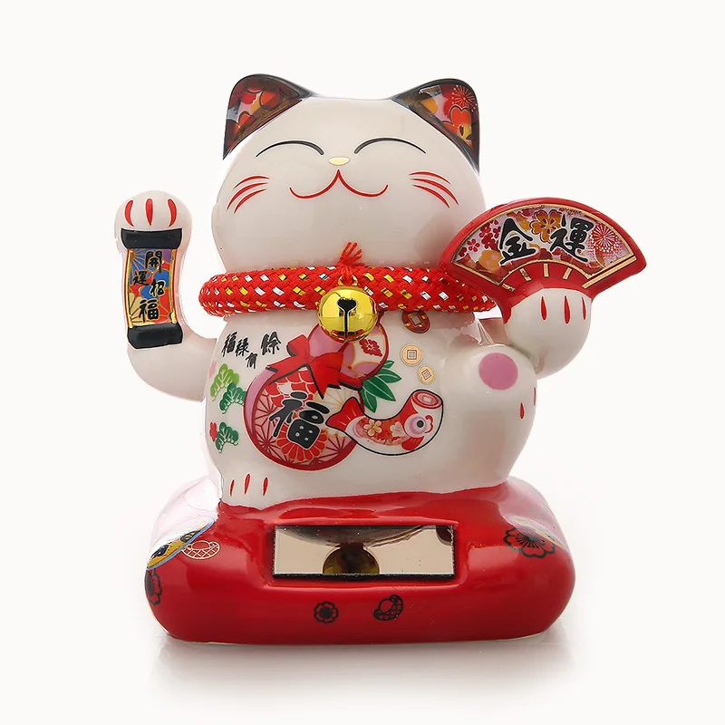 Lucky cat sol porcelæn miniature figurer home decor moderne bil tilbehør til udsmykning, keramik figur pynt