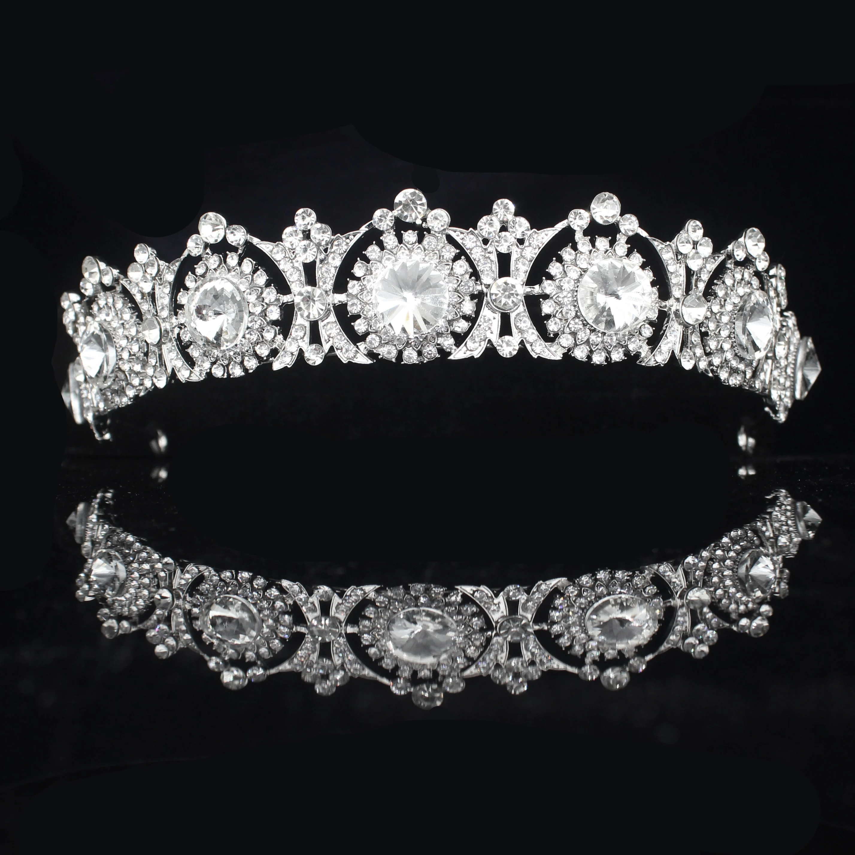 Rhinestone Brude Tiara Crown Princess Bride Crystal Diadem Kvinder Prom Hår Pynt Bryllup Brude Hoved Smykker Tilbehør
