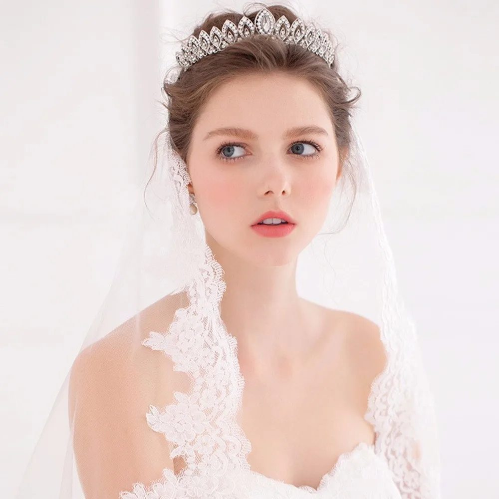 Rhinestone Brude Tiara Crown Princess Bride Crystal Diadem Kvinder Prom Hår Pynt Bryllup Brude Hoved Smykker Tilbehør