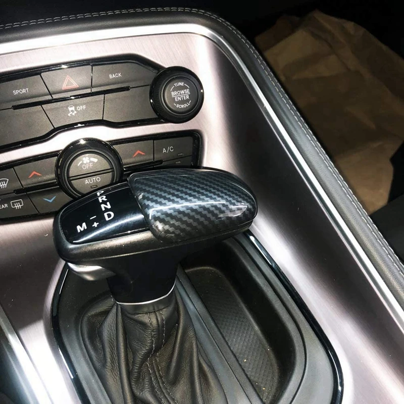 For Dodge Challenger Oplader-2019 Gear Shift Knappen kulfiber Look Dække Hovedet Trim-Kit