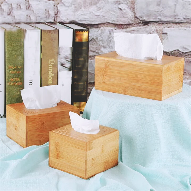Retro Bambus Tissue Box til Home Office Desktop Træ-Papir Håndklæde Box Hotel Serviet Træ Holder husstandstype Dåse
