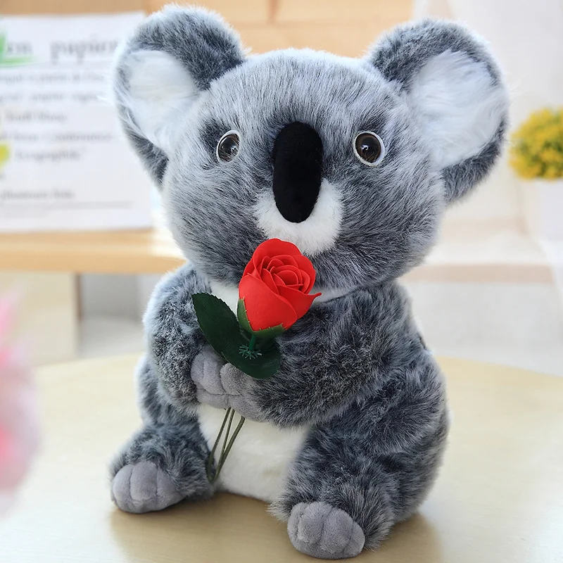 30cm Australian Koala Bjørn Fyldte Super Søde Dyr, der Sidder Koala at Holde Blomst for Børn Gave Bløde Dukke Toy