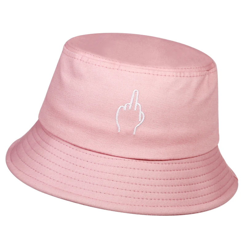 Fashion sommer fiskeren hat til udendørs skygge bucket hat finger broderi unisex hat ren bomuld hat solhat kvinders spand hatte