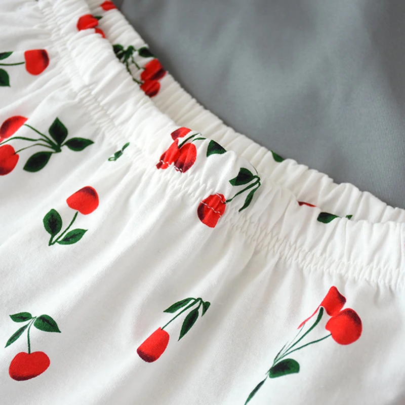 KISBINI Sommeren Kvinders Pyjamas Sæt Søde Kirsebær Print Bomuld, Blød, kortærmet T-shirt+Shorts Sæt Nattøj Kvinder Pyjamas