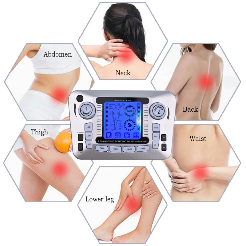 Dual Channel Elektrisk Muskel Stimulator Vægttab Body Massager Puls Digital Terapeutiske Tiere Akupunktur Til Lindring Af Smerter +10 Pad