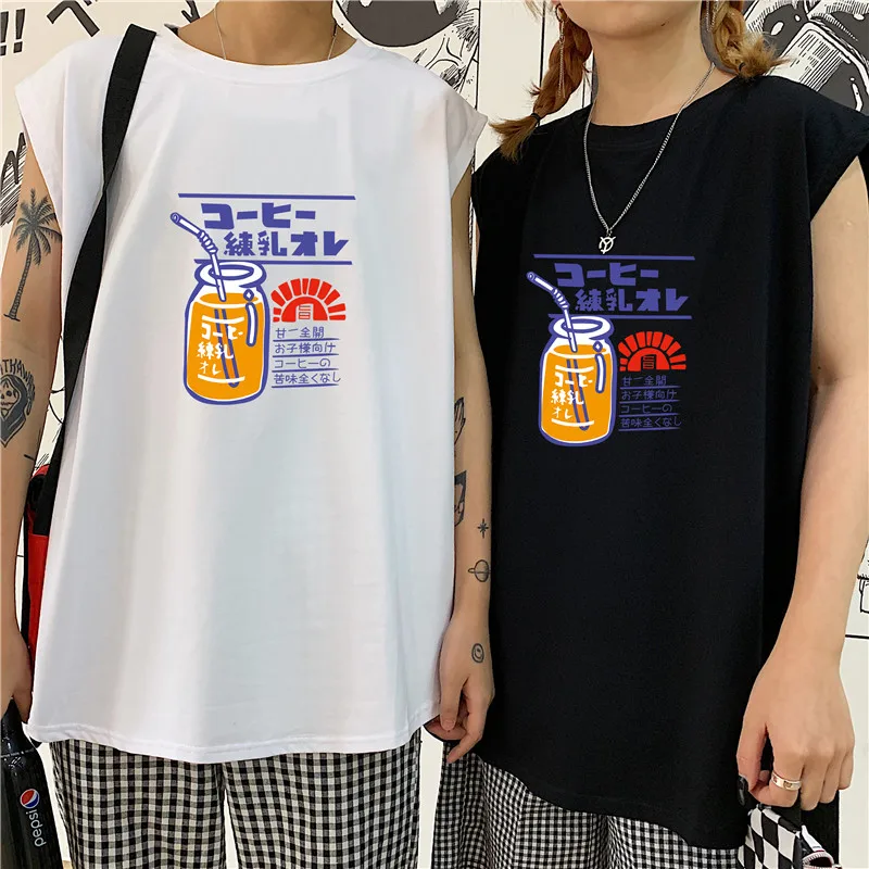Ulzzang Harajuku Mænd Kvinder Tank Top Singlet Skjorte, Vest Sommeren Ærmeløs Undertrøje Tanktop Japansk Streetwear Tøj