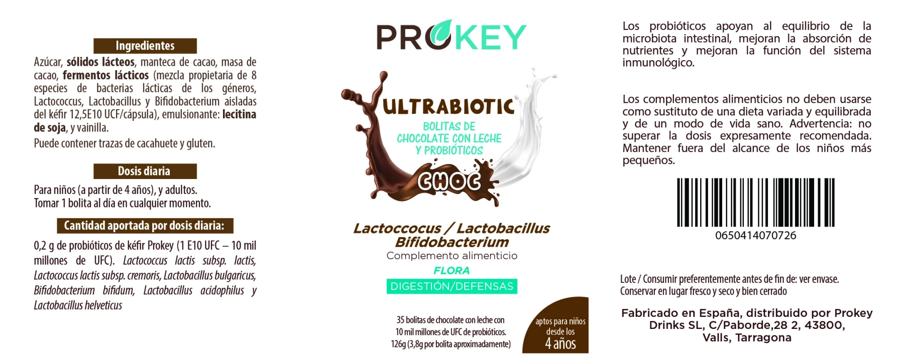 ULTRABIOTIC Choc Probiotika Børn og Voksne Prokey, 35 bold