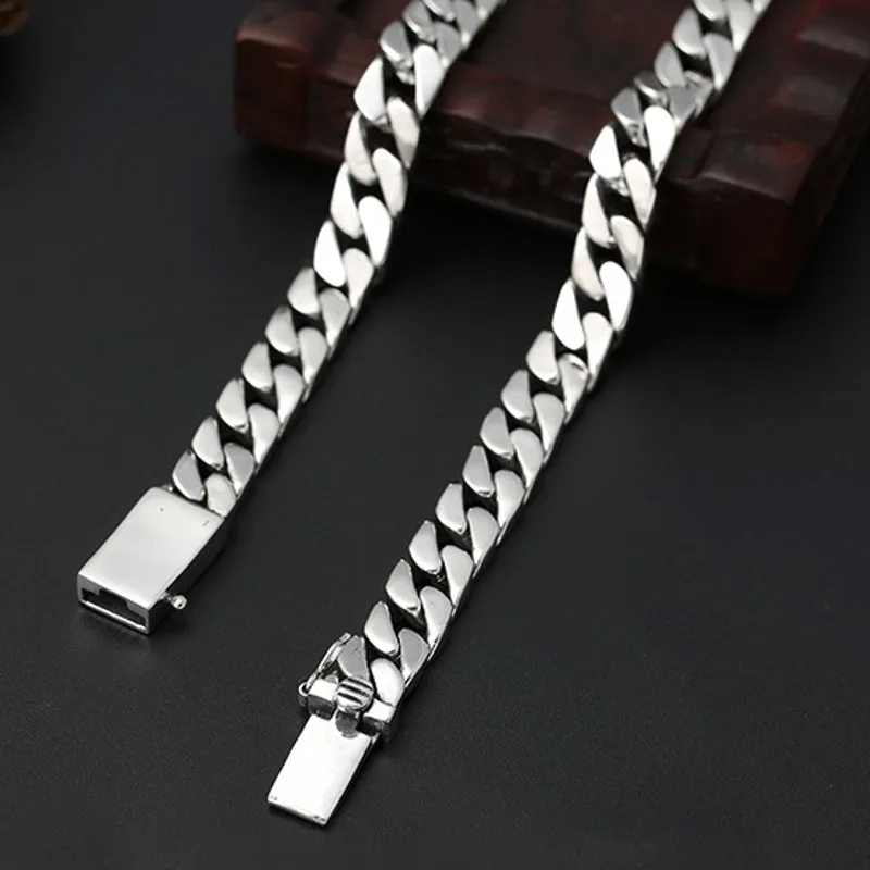 Ny rigtig Solid S925 rent sølv smykker Thai sølv halskæde til mænd populære enkel mandlige halskæder mænds sølv halskæde