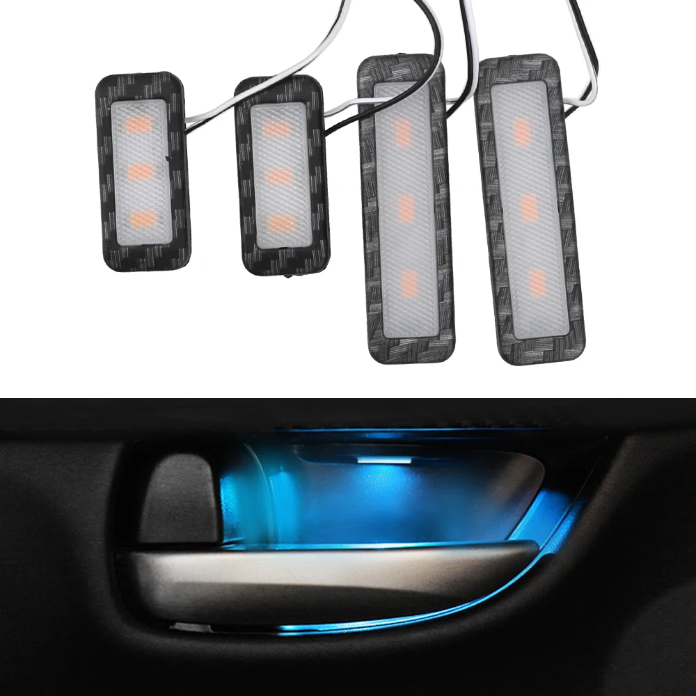 Universal LED Bil Indre Skål Lys 6 Farver, Dekorative Lys Auto Atmosfære Lampe 4stk Armlæn Indvendige dørhåndtag Belysning