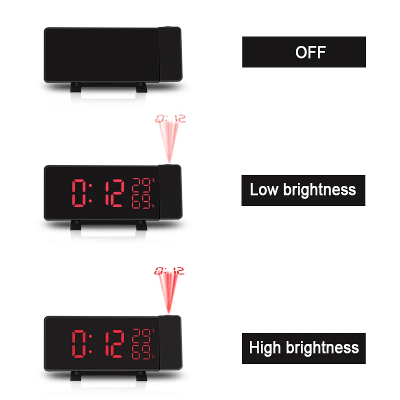 LED Digital Vækkeur USB-Elektroniske Tabel Ure Snooze Funktion Vækning Se FM-Radio Tid Projektor Termometer Hygrometer