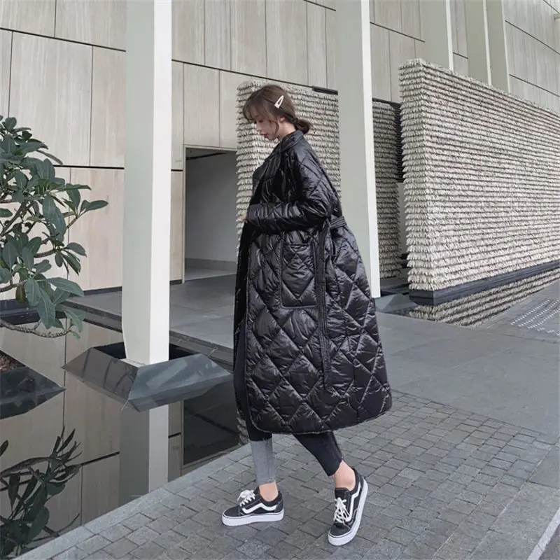Design Vinter Jakke Kvinder koreanske Plaid Fashion Efteråret Slank Bandage Pelsen Tyk Outwear For Plus Size Kvinder abrigos mujer f1664