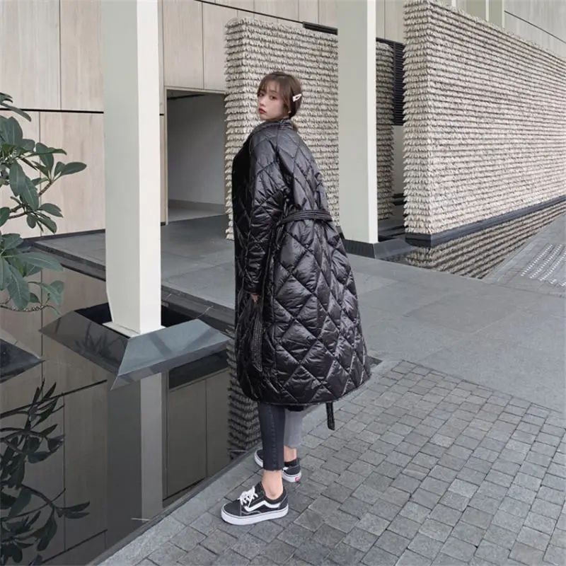 Design Vinter Jakke Kvinder koreanske Plaid Fashion Efteråret Slank Bandage Pelsen Tyk Outwear For Plus Size Kvinder abrigos mujer f1664
