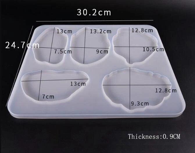 5 Uregelmæssige Stort Bord Dekoration Coaster harpiks Skimmel Multi-standard Cup Måtte skuffe Silikone Forme Crystal DIY Epoxy UV-Lim Skimmel