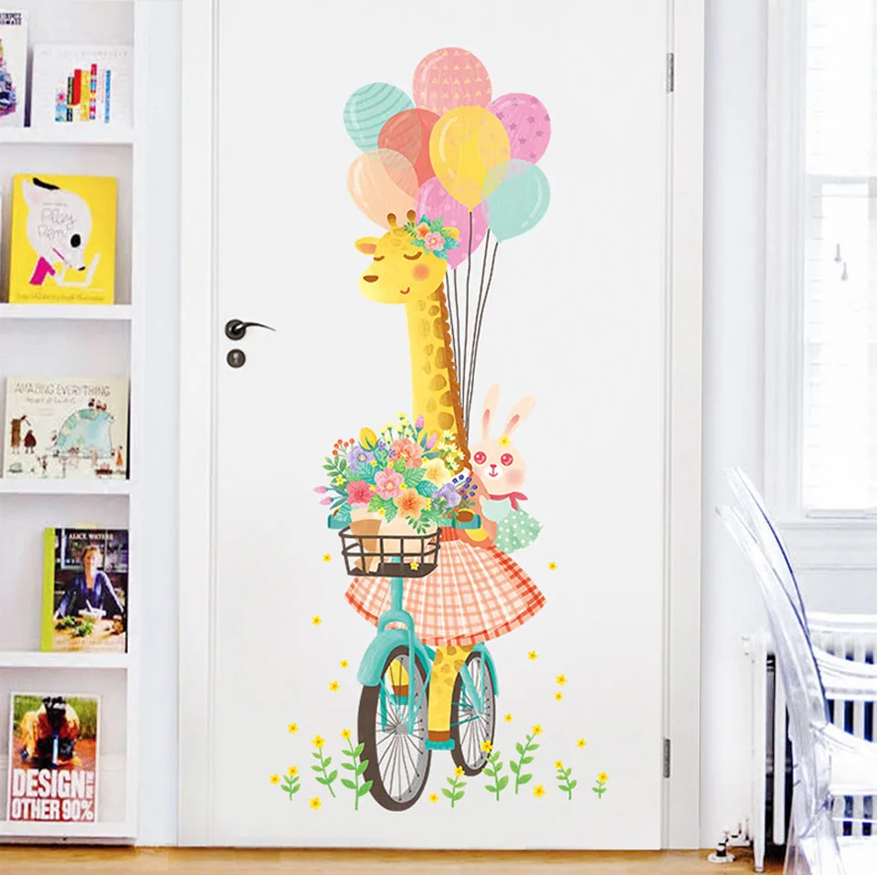 60*90cm Stor Søde Dyr Ballon Wall Stickers til Børn Værelser Baby Soveværelse Indretning Tegnefilm Tapet Kids Room Dekoration